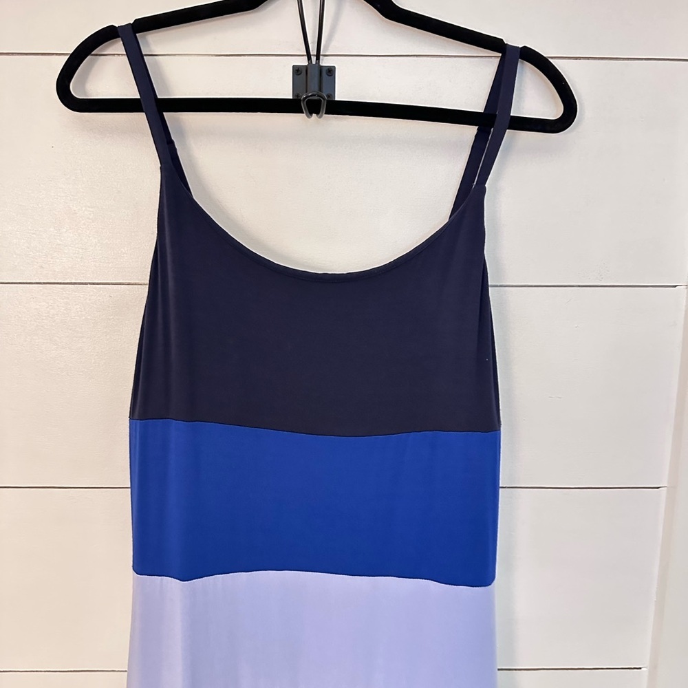 TOMMY BAHAMA M Blue striped spaghetti strap stretch cozy maxi dress Joanna Krupa - Picture 4 of 12